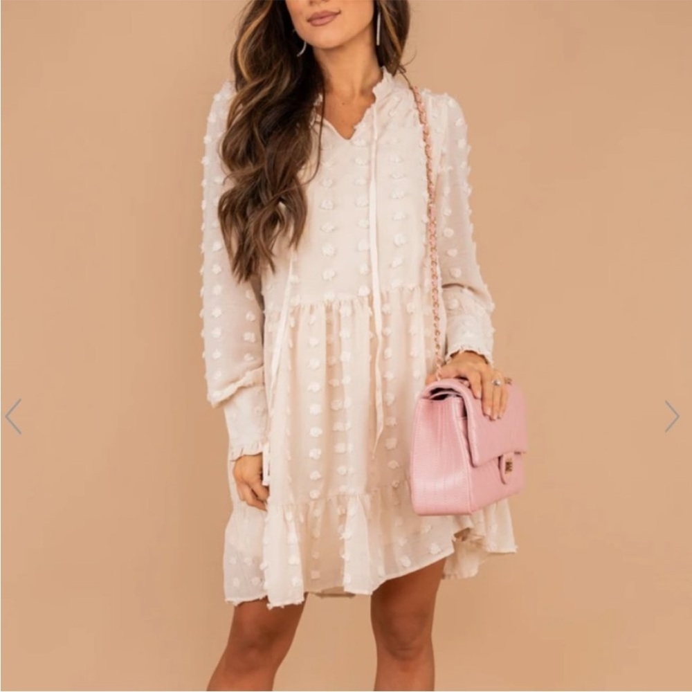 Listicle Cream Swiss Dot Mini Dress - Picture 9 of 9